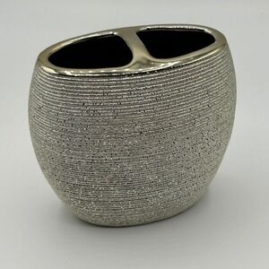 Gold Decorative Toothbrush Makeup Brush Holder Bathroom‎ Vanity 3.75"x2"x4"